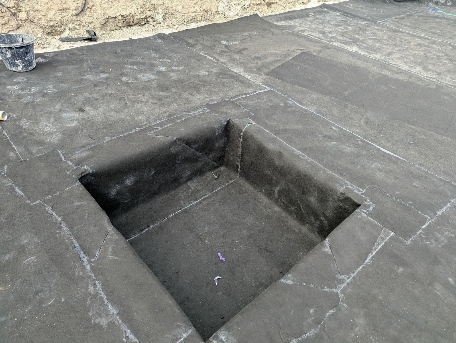 Membrane formed and sealed into a sump box on the Ashington plot