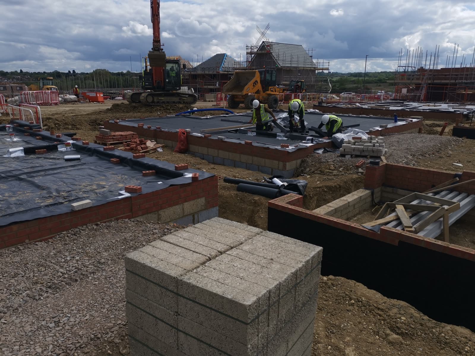 Gas membrane · laid across house plots