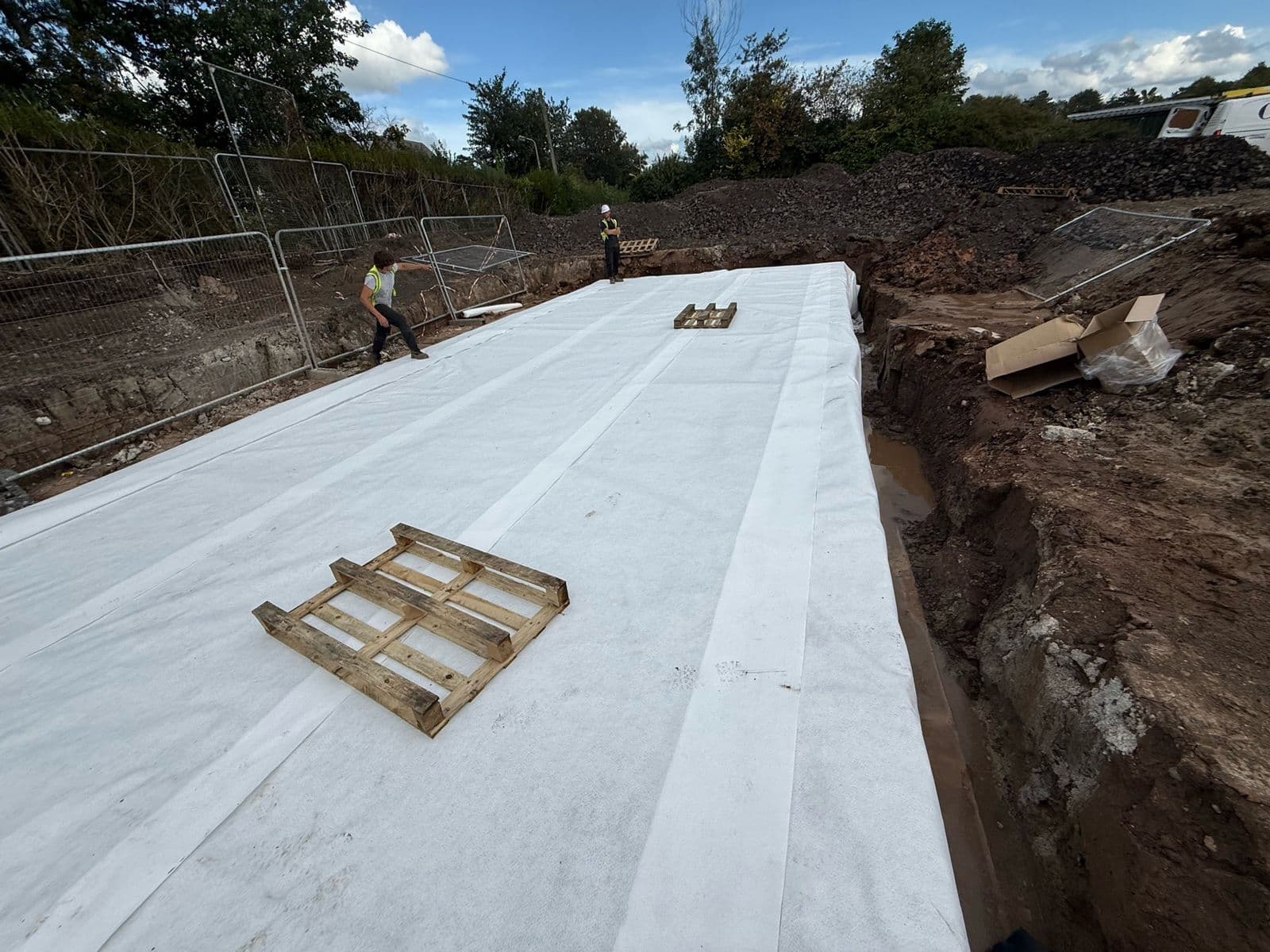 Geotextile laid over the full Whittingham tank footprint